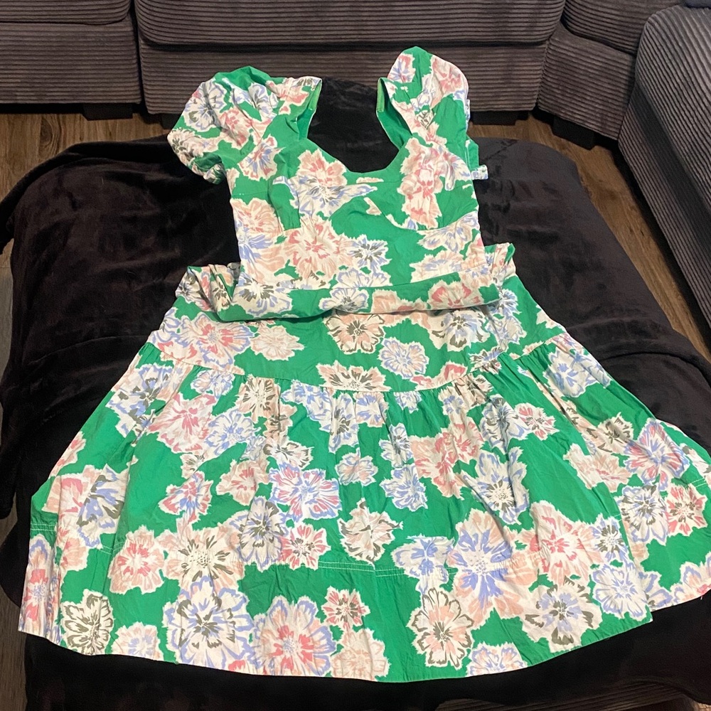 Tanya Taylor Green Floral Dress